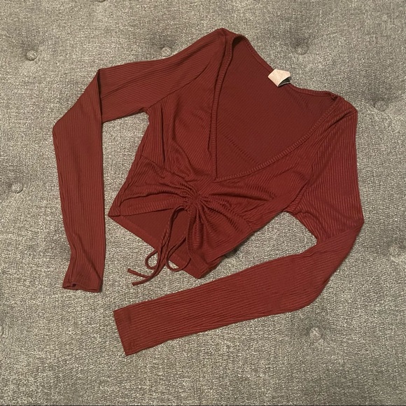 Windsor Tops - Windsor Deep V Long Sleeve with Drawstring